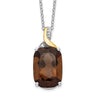 Brilliant Gemstones Sterling Silver with 14K Accent Rhodium-plated Smoky Quartz and Diamond Necklace with Extender