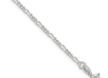 Sterling Silver Diamond Cut Polished Figaro 10in Plus 1in ext. Anklet (Style QG2759-9)