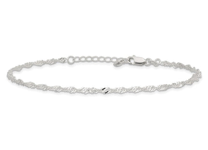 Sterling Silver D/C Polished 10in with 1in ext. Anklet (Style QG2762-9)