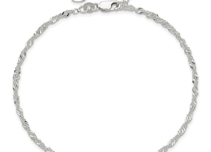 Sterling Silver D/C Polished 10in with 1in ext. Anklet (Style QG2762-9)