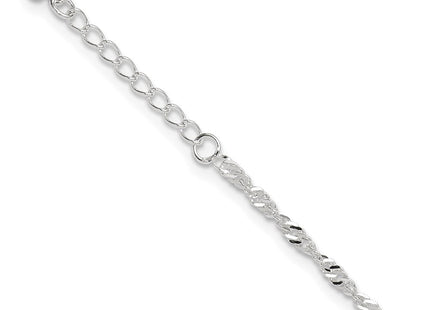 Sterling Silver D/C Polished 10in with 1in ext. Anklet (Style QG2762-9)