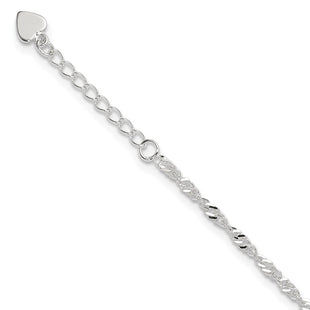 Sterling Silver D/C Polished 10in with 1in ext. Anklet (Style QG2762-9)