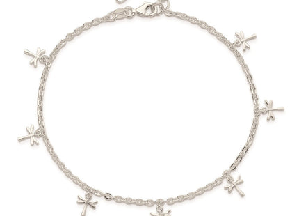 Sterling Silver Polished Dragonfly 10in Plus 1in Ext. Anklet