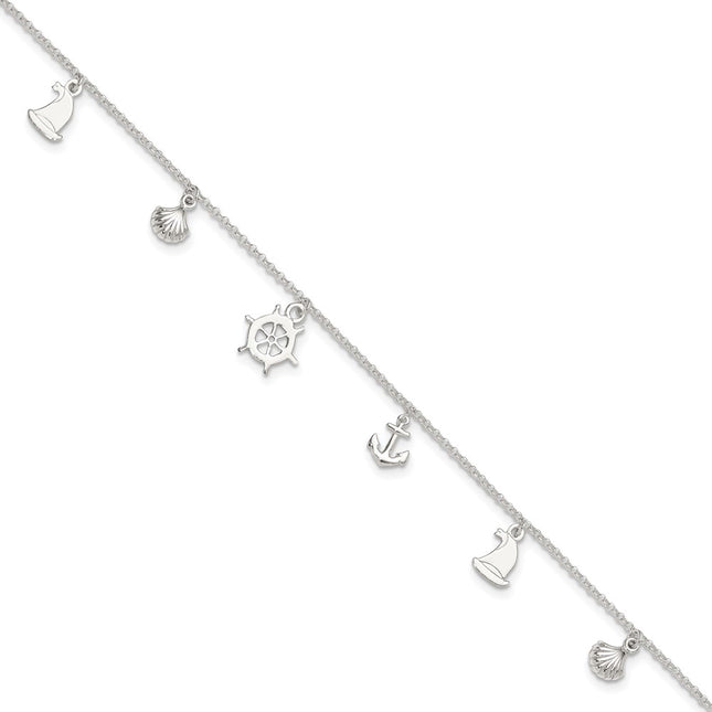 Sterling silver anklet, alternate view