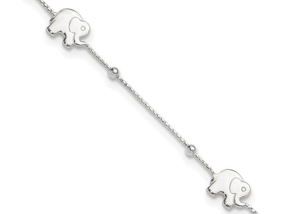 Sterling Silver Polished Elephant 10in Plus 2in Ext. Anklet