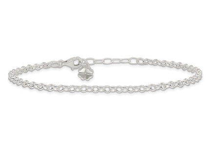 Sterling Silver Polished Four Leaf Clover 10in Plus 1in Ext. Anklet