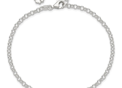 Sterling Silver Polished Four Leaf Clover 10in Plus 1in Ext. Anklet
