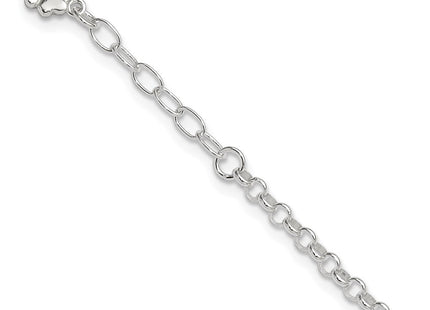 Sterling Silver Polished Four Leaf Clover 10in Plus 1in Ext. Anklet