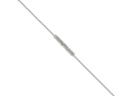 Sterling Silver Polished Fancy Love Ring Anklet
