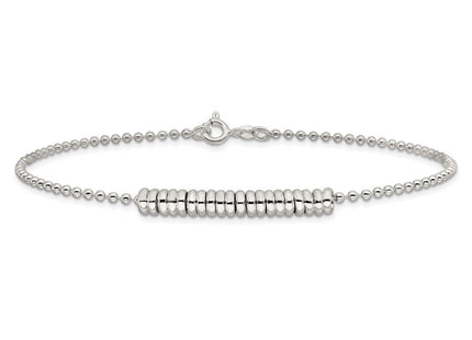 Sterling Silver Polished Fancy Love Ring Anklet