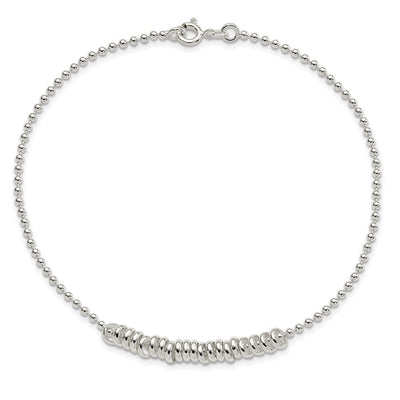 Sterling Silver Polished Fancy Love Ring Anklet