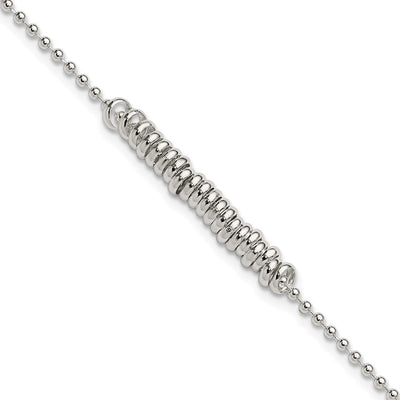 Sterling Silver Polished Fancy Love Ring Anklet