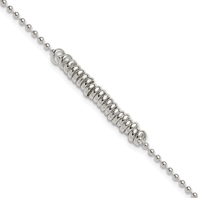 Sterling Silver Polished Fancy Love Ring Anklet