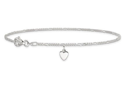 Sterling silver heart anklet, another view