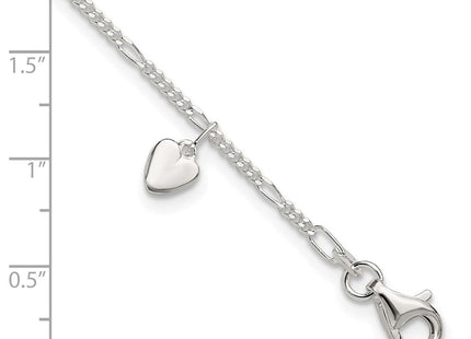 Sterling silver heart anklet, further view
