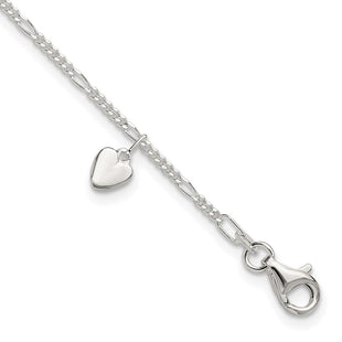 Sterling Silver Heart Dangle Anklet (Style QG289-10)