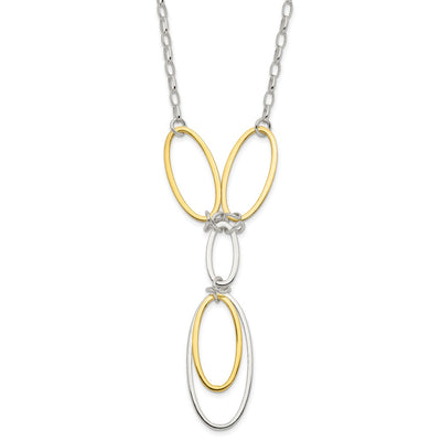 Sterling Silver and Vermeil Polished Drop Necklace and Earring Set