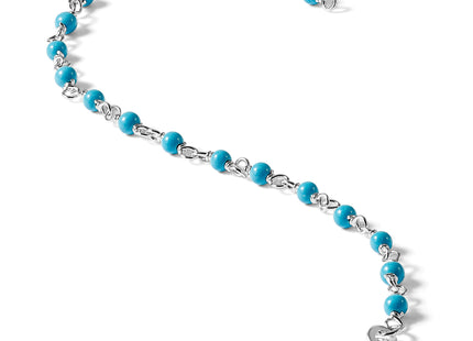 Sterling Silver Genuine Turquoise Bead Polished Bracelet