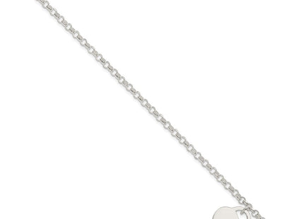 Sterling Silver Engraveable Heart Bracelet (Style QG3087-7)