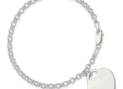 Sterling Silver Engraveable Heart Bracelet (Style QG3087-7)