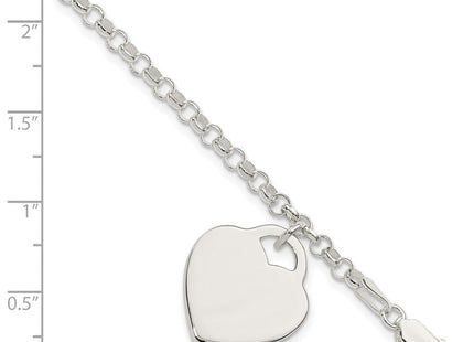 Sterling Silver Engraveable Heart Bracelet (Style QG3087-7)