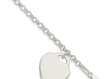 Sterling Silver Engraveable Heart Bracelet (Style QG3087-7)