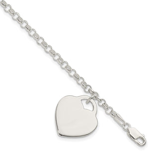 Sterling Silver Engraveable Heart Bracelet (Style QG3087-7)