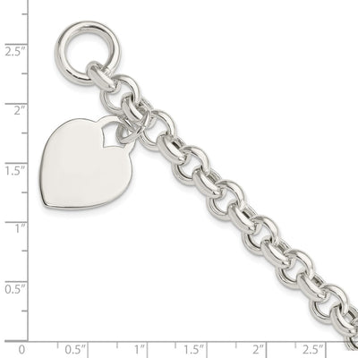 Sterling Silver Engraveable Heart Toggle Bracelet, 7.5 x 20mm