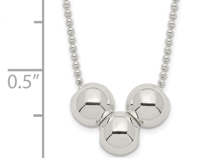 Sterling Silver Polished 3 Bead Necklace