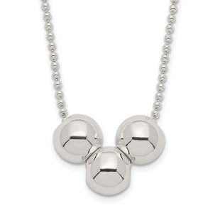 Sterling Silver Polished 3 Bead Necklace