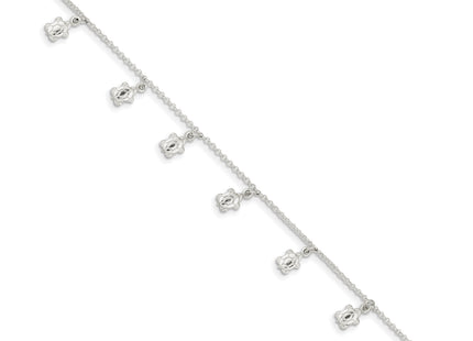 Sterling Silver Polished Turtle 9in Plus 1in Ext. Anklet