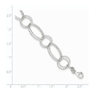 Sterling Silver Textured Double Link Bracelet