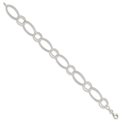 Sterling Silver Textured Double Link Bracelet