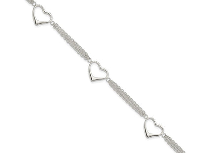 Sterling Silver Heart Bracelet (Style QG3268-7.5)