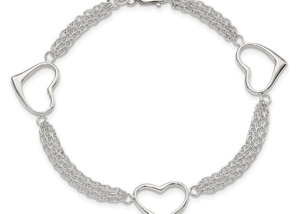 Sterling Silver Heart Bracelet (Style QG3268-7.5)