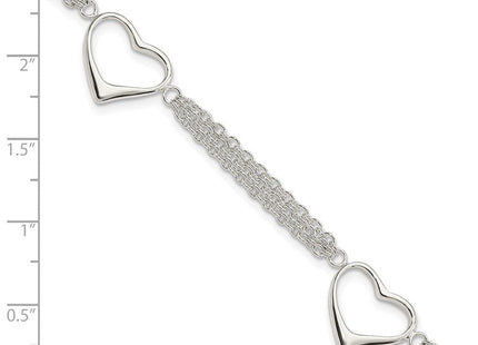 Sterling Silver Heart Bracelet (Style QG3268-7.5)