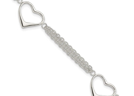 Sterling Silver Heart Bracelet (Style QG3268-7.5)
