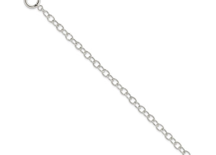 Sterling Silver Oval Link Engraveable Heart Bracelet (Style QG3280-7.5)