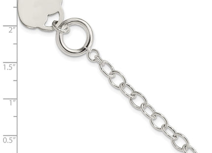 Sterling Silver Oval Link Engraveable Heart Bracelet (Style QG3280-7.5)