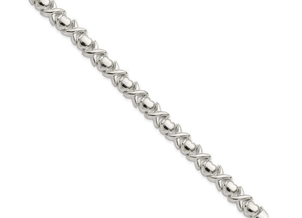 Sterling Silver Polished X and O Bracelet