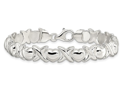 Sterling Silver Polished X and O Bracelet
