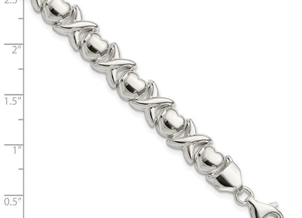 Sterling Silver Polished X and O Bracelet