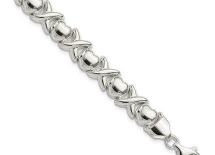Sterling Silver Polished X and O Bracelet