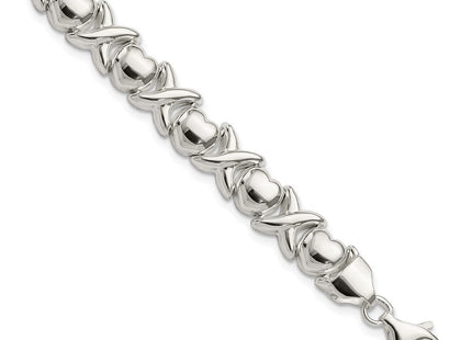 Sterling Silver Polished X and O Bracelet