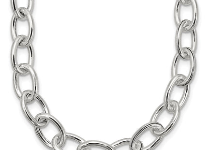 Sterling Silver Open Link Cable Necklace (Style QG3358-18)