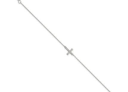 Sterling silver cubic zirconia cross bracelet, alternate view