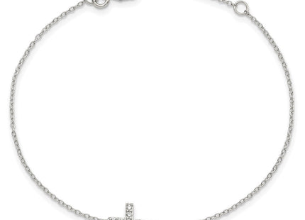 Sterling silver cubic zirconia cross bracelet, another view