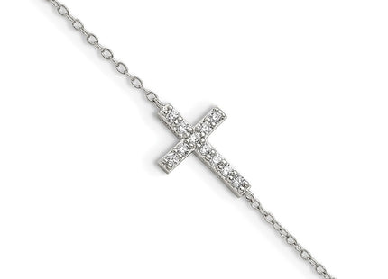 Sterling silver cubic zirconia cross bracelet