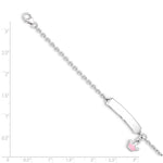 Sterling Silver Rhodium-plated Polished & Pink Enameled Crown with Extension Children's ID Bracelet view