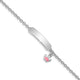 Sterling Silver Rhodium-plated Polished & Pink Enameled Crown with Extension Children's ID Bracelet